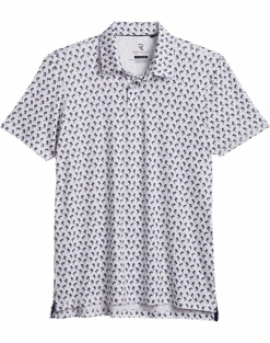 Report Collection Modern Fit Knit Polo, Navy Palm Tree