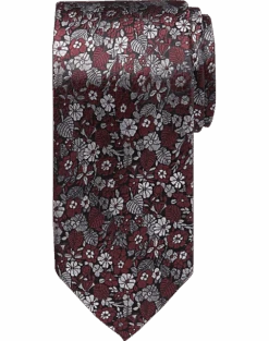 Pronto Uomo Narrow Tie, Red & Black Floral