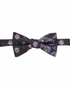 Pronto Uomo Black & Gold Fleur De Lis Bow Tie
