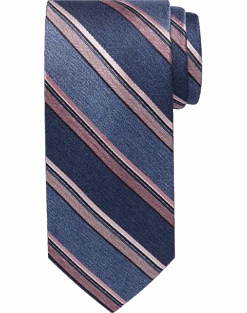 Pronto Uomo Pink & Blue Stripe Narrow Tie
