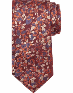 Joseph Abboud Narrow Tie, Burgundy & Orange Floral