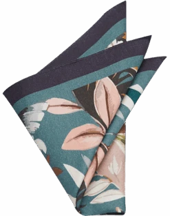 Joseph Abboud Pocket Square, Green & Black Botanical