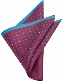 Joseph Abboud Pocket Square, Navy & Burgundy Dot
