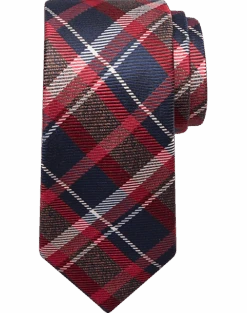 Joseph Abboud Narrow Tie, Navy & Red Plaid