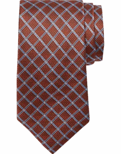 Pronto Uomo Narrow Tie, Orange Grid