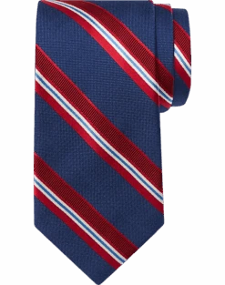 Pronto Uomo Narrow Tie, Navy Stripe
