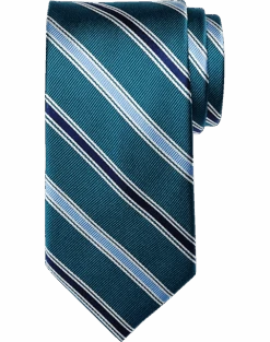 Pronto Uomo Narrow Tie, Teal Stripe