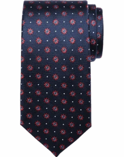 Pronto Uomo Narrow Tie, Navy Geometric Dot