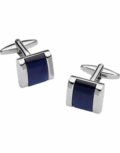 Pronto Uomo Blue Fiberoptic Square Cufflinks