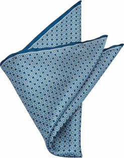 Pronto Uomo Pocket Square, Blue Square Dot