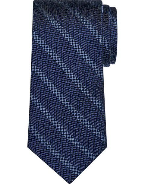 Pronto Uomo Narrow Tie, Navy Stripe