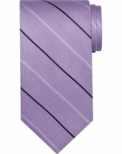 Pronto Uomo Narrow Tie, Lavender With Black & White Stripes