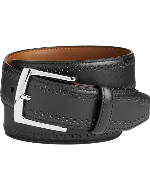 Johnston & Murphy Perforated Edge Belt, Black