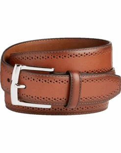 Johnston & Murphy Perforated Edge Belt, Cognac