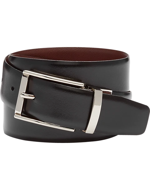 Joseph Abboud Feather Edge Reversible Pebbled Leather Belt, Cognac - Image 2