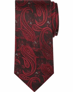 Pronto Uomo Narrow Tie, Burgundy Paisley