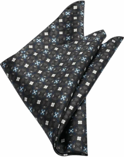 Pronto Uomo Pocket Square, Black Medallion