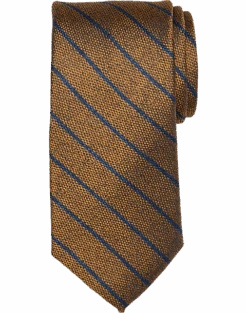 Pronto Uomo Narrow Tie, Gold Pencil Stripe