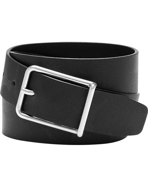 Joseph Abboud Leather Casual Belt, Black Abstract Geo