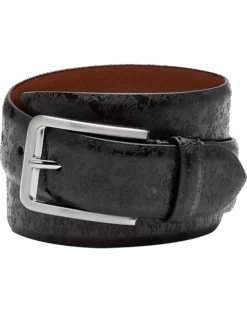 Joseph Abboud Leather Casual Belt, Black Floral