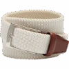 Joseph Abboud Woven Casual Belt, Ivory & White Diamond Check