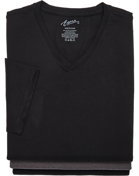 Egara Slim Fit V-Neck T-Shirt, 3-Pack, Black & Gray