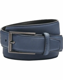 Egara Feather Edge 32mm Faux Leather Belt, Blue