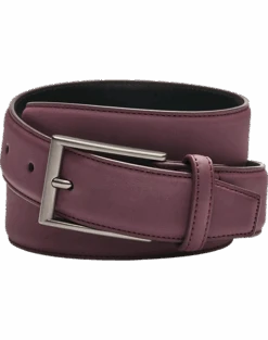 Egara Feather Edge 32mm Faux Leather Belt, Burgundy
