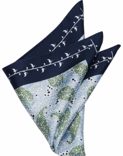 Pronto Uomo Pocket Square, Green Paisley