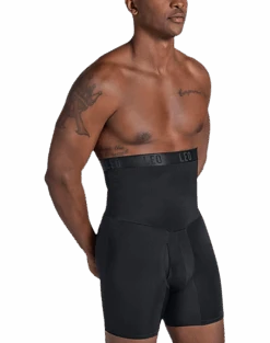 Leo By Leonisa High Waist Stomach Shaper Boxer Brief, Black